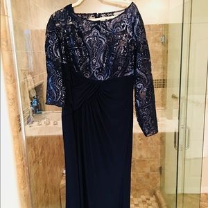Eliza J Mother of the Bride Navy Blue Long Dress